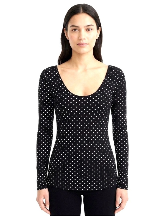 Zara Tops - Zara WB Collection Black Polka Dot Sheer Scoop Neck Long Sleeve Stretchy Top